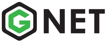 Gnet Logo Green Hexagon Icon with a Stylized g Next to Bold Black net Text